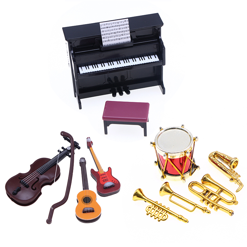 Musical Instrument Project - 【M】1:12 Puppenhaus-Miniatur Klassisches Musikinstrumenten-Set Klavier Gitarre