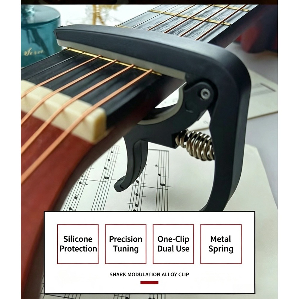 Musical Instruments Easy - 2-in-1 Gitarren-Capo mit Saitenhalter-Entferner, ABS-Kunststoff Schnellwechsel-Capo