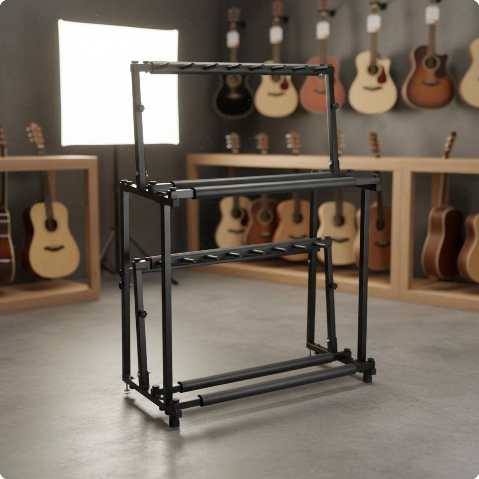 Musical Instruments Easy - Großräumiger, verstellbarer Ukulele-Präsentationsständer mit zwei Ebenen