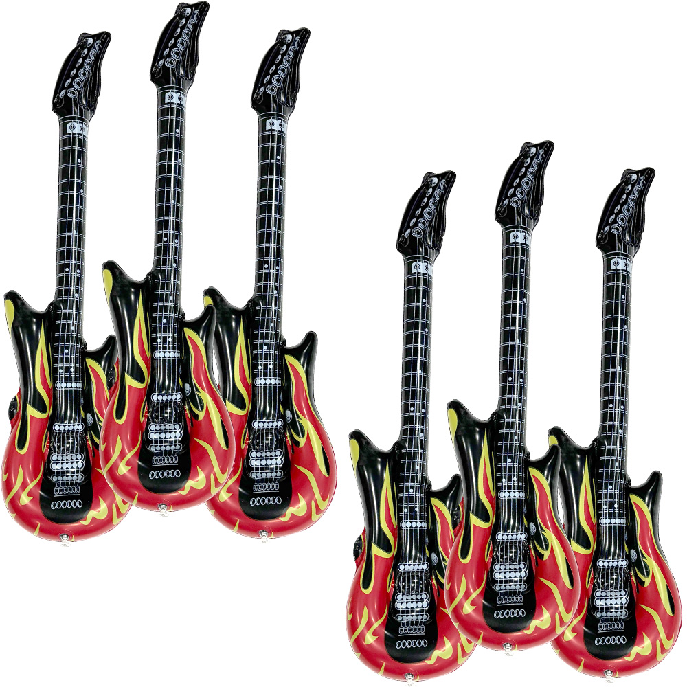 Musical Instruments Game - 6-teiliges Aufblasbares Flammen-Gitarren-Set Aufblasbare Musikinstrumente Spielzeug-Set